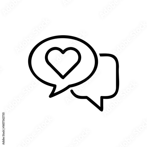 Outline heart in speech bubble with another speech bubble love talk