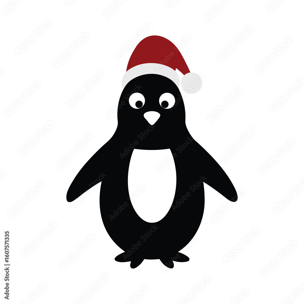 Naklejka premium penguin with christmas hat