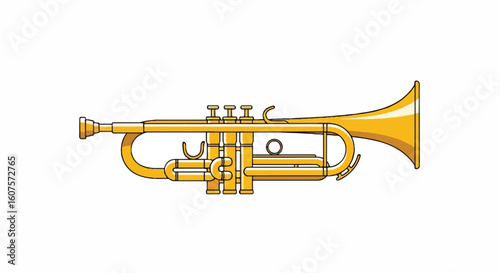 Golden Brass Trumpet Illustration for Festive Cultural Events, Mexican Celebrations, and Music.