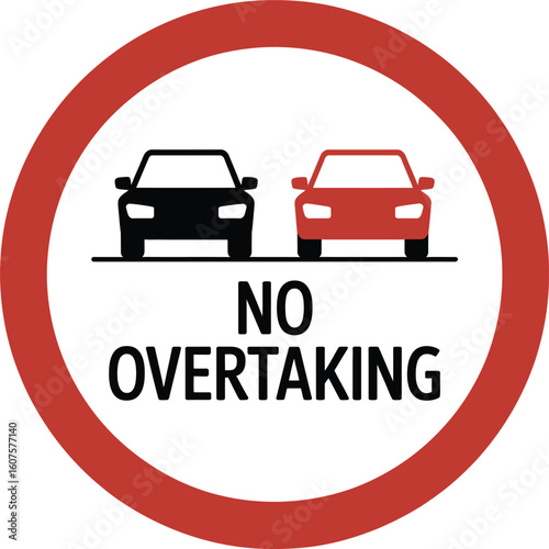 No overtaking road sign with two cars