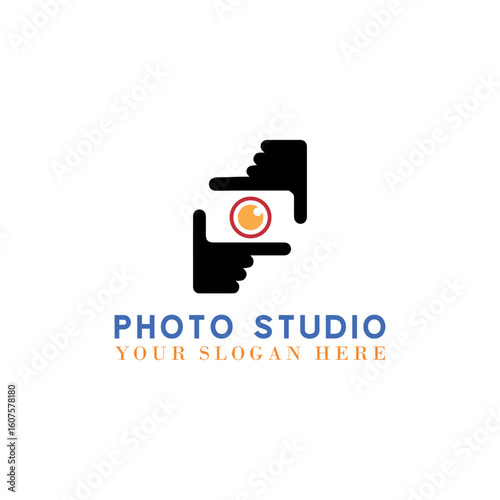 photo studio booth logo design vector