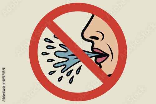 Illustration of a person spitting with a red prohibition sign over it