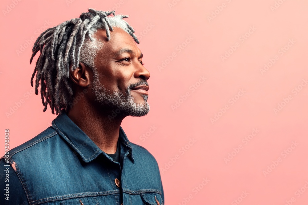 Obraz premium A stylish male making a statement. A charming and elegant man exuding positivity. A strong and confident man with an engaging smile. An artistic man expressing confidence in his portrait.