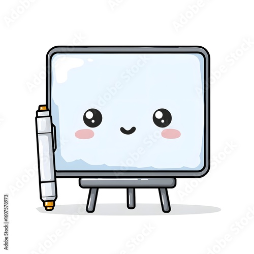 Cute Kawaii Vector Illustration of a Simple Whiteboard Character