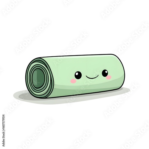 Cute Kawaii Yoga Mat Illustration in Simple Vector Style