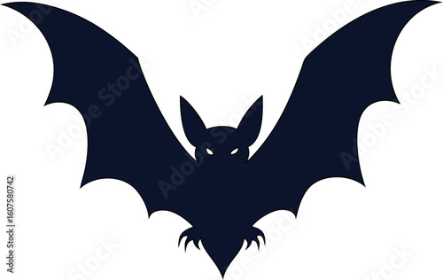 Spooky bat silhouette icon for Halloween. Vampire bat clip art ideal for horror themes, dark nights, and scary holiday designs.

