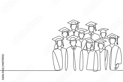 Group of diverse graduates in academic regalia celebrating their achievement