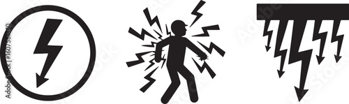 Free Download High voltage warning symbols and person struck by lightning, electricity, high voltage, danger, warning, symbol, lightning, bolt, electric shock, hazard, safety, power, energy, circuit, danger sign, e - GFXLoad