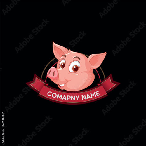 pig pork restaurant logo design vector