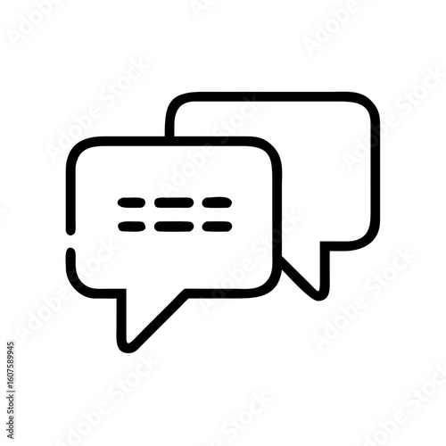 Icone de chat. Minimalista outline vetor ícone balão de mensagem isolado no branco, simboliza comunicação e redes sociais


