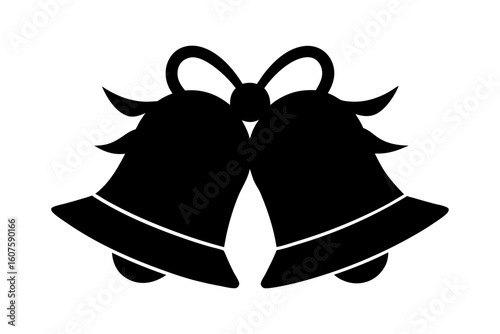 Elegant christmas bells decoration silhouette vector illustration