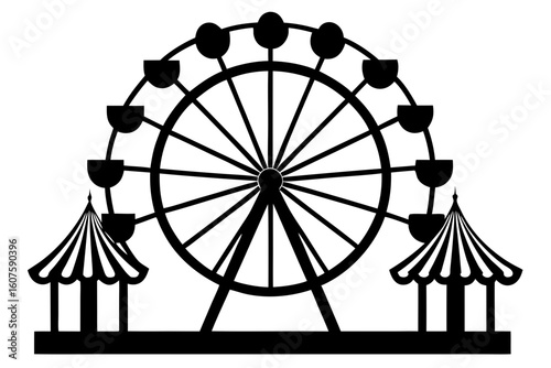 Ferris wheel amusement fairground silhouette vector illustration