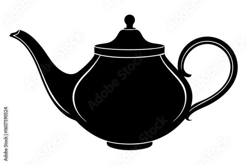 Elegant teapot kitchenware beverage drinkware silhouette vector illustration
