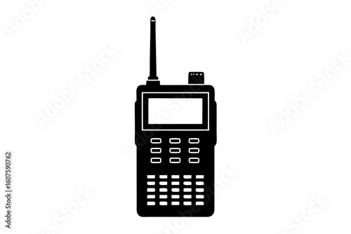 Portable radio communication device gadget silhouette vector illustration