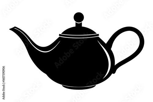 Elegant teapot kitchenware beverage drinkware silhouette vector illustration