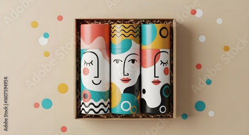 Colorful Tube Packaging with Playful Face Designs in Kraft Box