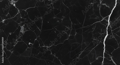 Realistic Black Marble Texture with White Natural Veins