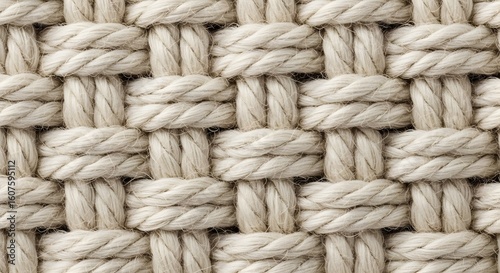 Macro Texture of Cream Yarn in Basketweave Pattern – Soft Textile Close-Up