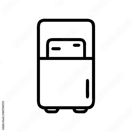 Minimalista outline vetor ícone geladeira isolada no branco, simboliza eletrodoméstico moderno e cozinha