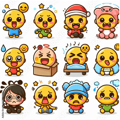 Adorable Emoji Face Icons Set 41