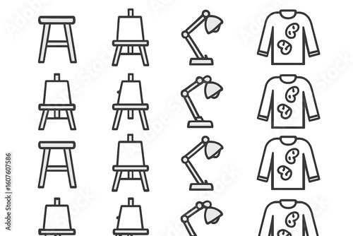 Stroke prompt minimal collection art contour studio vector essentials line icon symbol