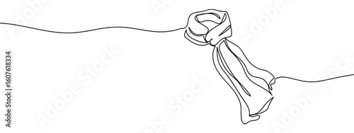 Continuous line vector scarf on transparent background. editable stroke.
