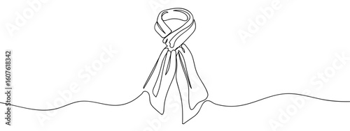 Continuous line vector scarf on transparent background. editable stroke.