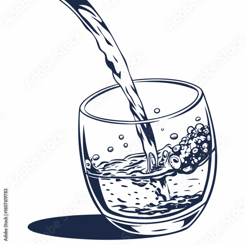 pouring water into glass