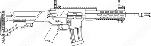 modern tactical assault rifle vector artwork available in ai/eps, jpeg and png for editable defense and weapon designs