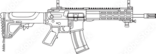 editable vector illustration of assault rifle in ai/eps, jpeg, png ideal for military, combat and defense graphic design