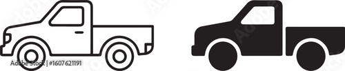 high quality pickup truck vector art with outline and solid silhouettes for transport branding ai eps jpeg png