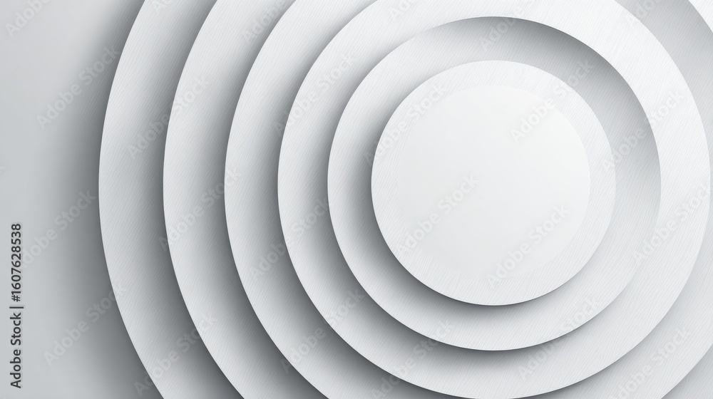 Obraz premium White and grey paper circular stripes abstract tech background. Geometry vector design, no logos, no brands