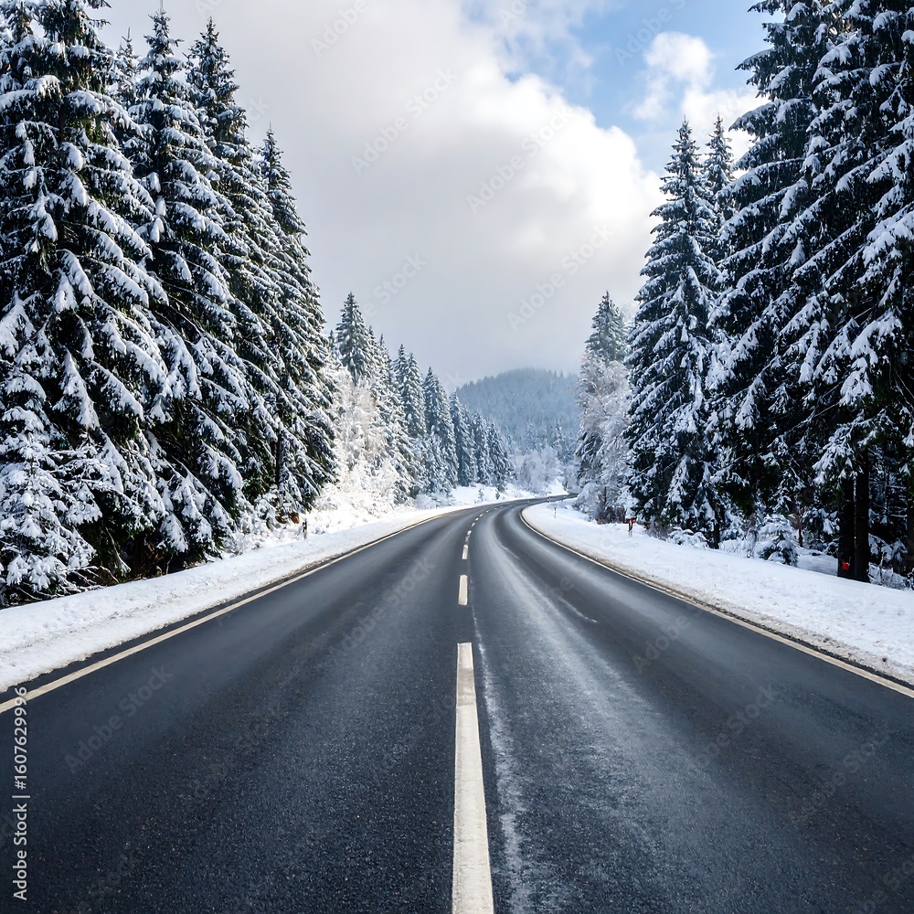 Obraz premium Snowy mountain road (1)