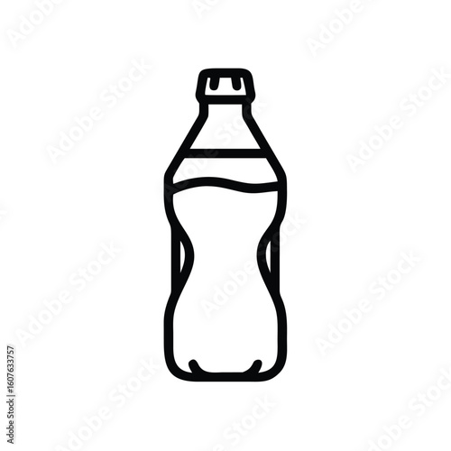 Outline icon a soda bottle with liquid cap drink beverage
