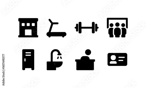 Fitness and gym icons set for health and wellness applications