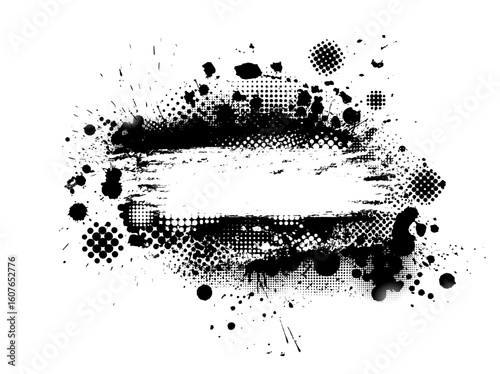 Monochrome Blot Frame hand drawn. Not AI. Vector illustration