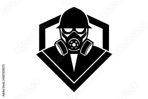 Gas Mask Soldier Emblem: Military Apocalypse Icon