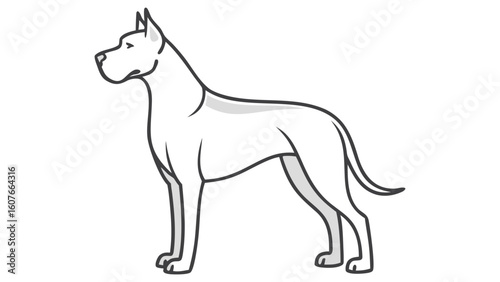 Flat silhouette of a Great Dane standing.