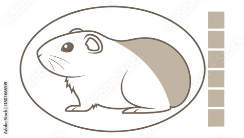 Minimalist vector of a guinea pig side‑view in outline only, muted earth tones, educational biology slide.