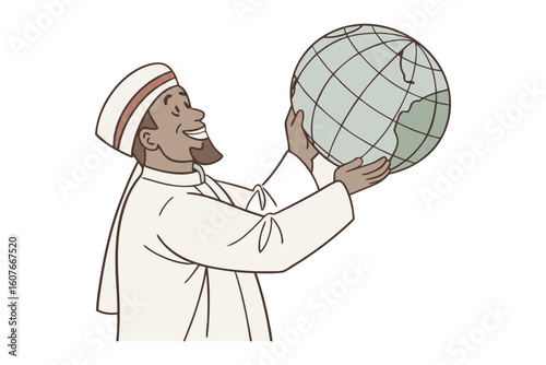 Kind muslim teacher in hijab reads aloud to diverse group of young students in a classroom setting