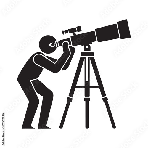 A Silhouette of a Person Gazing Through a Telescope with Tripod Stand for Astronomical Observation and Exploration of Space