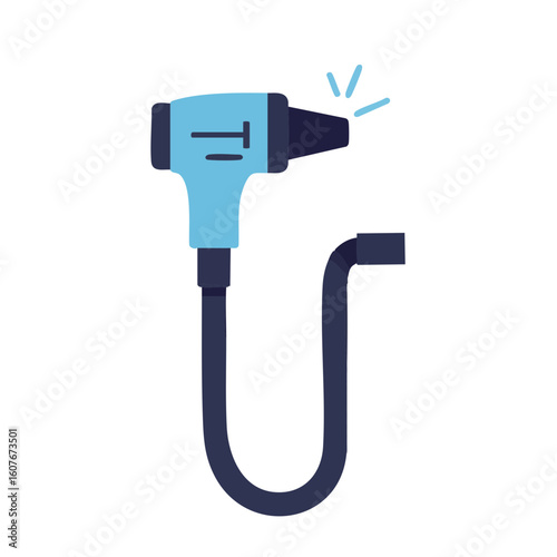 Vector illustration of ear scope otoscope flat style on white background, medical diagnostic tool