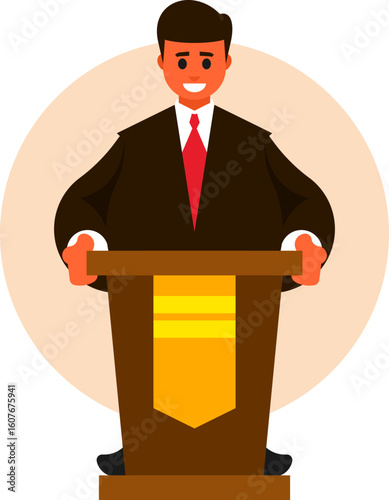 Man Speaking to the Public Illustration | Public Speaking Engagement