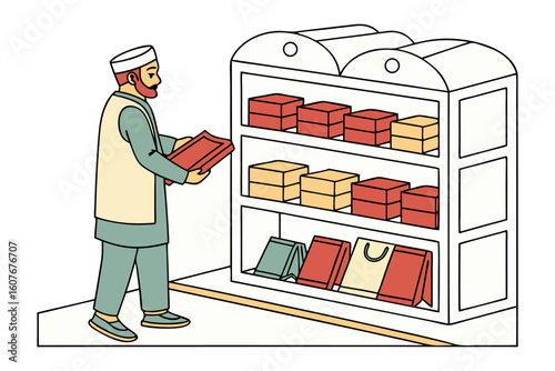 Muslim man in hijab sings emotionally into microphone with hand on chest