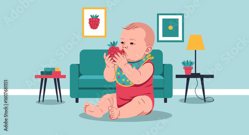 Adorable Infant Experiences Raspberry Flavor First Time In Modern Setting
