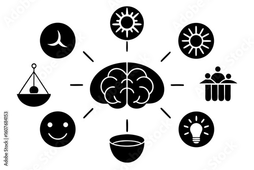 Mind Map of Consciousness: Brain and Mental States Icon