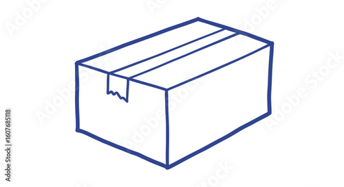 Simple outline of a cardboard box flap in blue color  