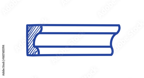 crown molding profile. Decorative molding design in blue outline style  