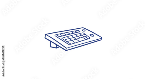 standing desk controller button. Simple line drawing of a cash register with buttons  