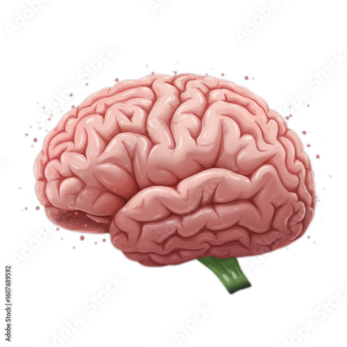 Detailed human brain anatomy illustration, a symbol of intelligence, thought, and neuroscience exploration